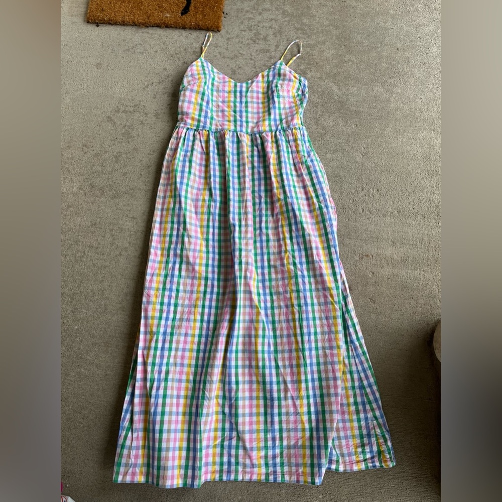 J Crew gingham maxi dress